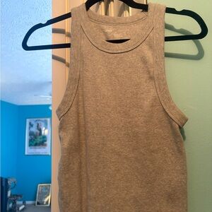 Gray Ribbed Tank Top